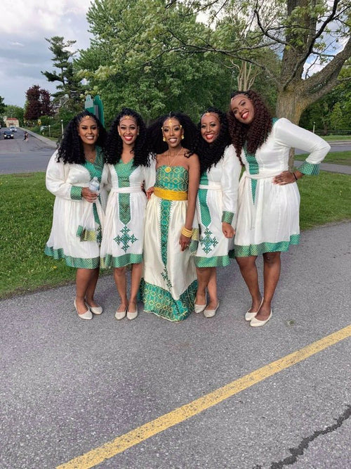The Allure of Green Ethiopian Dresses (Habesha Kemis, Zuria) at Modern Habesha