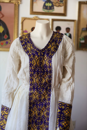 Purple Ethiopian Dress, Regal Zuria Habesha Kemis, Mother and Daughter Matching Set Habesha Dresses,