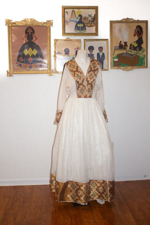 Brown Ethiopian Dress, Elegant Zuria Habesha Kemis, Ethiopian Wedding Dress, Eritrean Wedding Dress