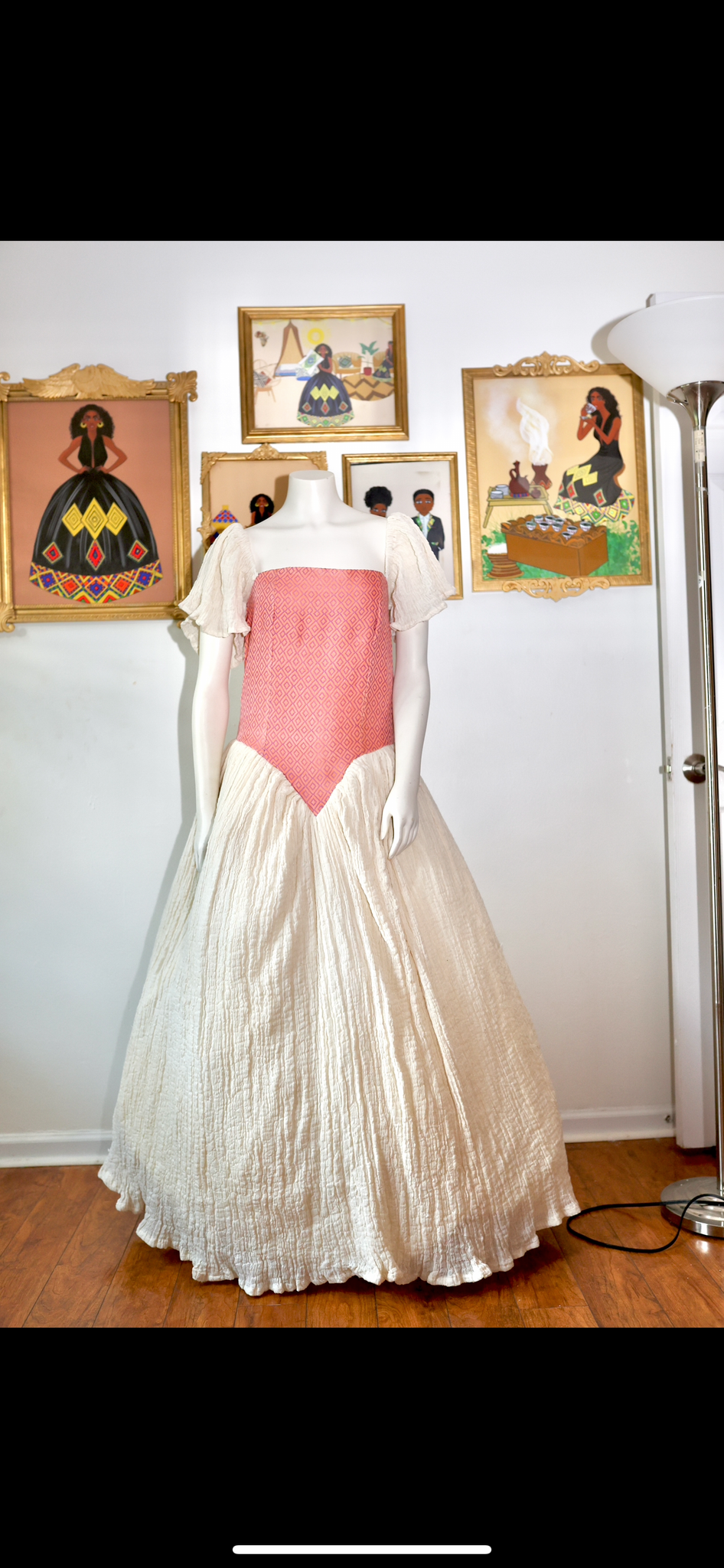 Pink Ethiopian Dress, Modern Habesha Kemis, Corset Zuria