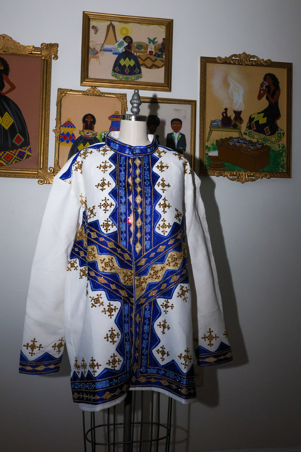 modern habesha dress for men White & Multicolor Golden Modern Habesha Men's Shirt EthGebya