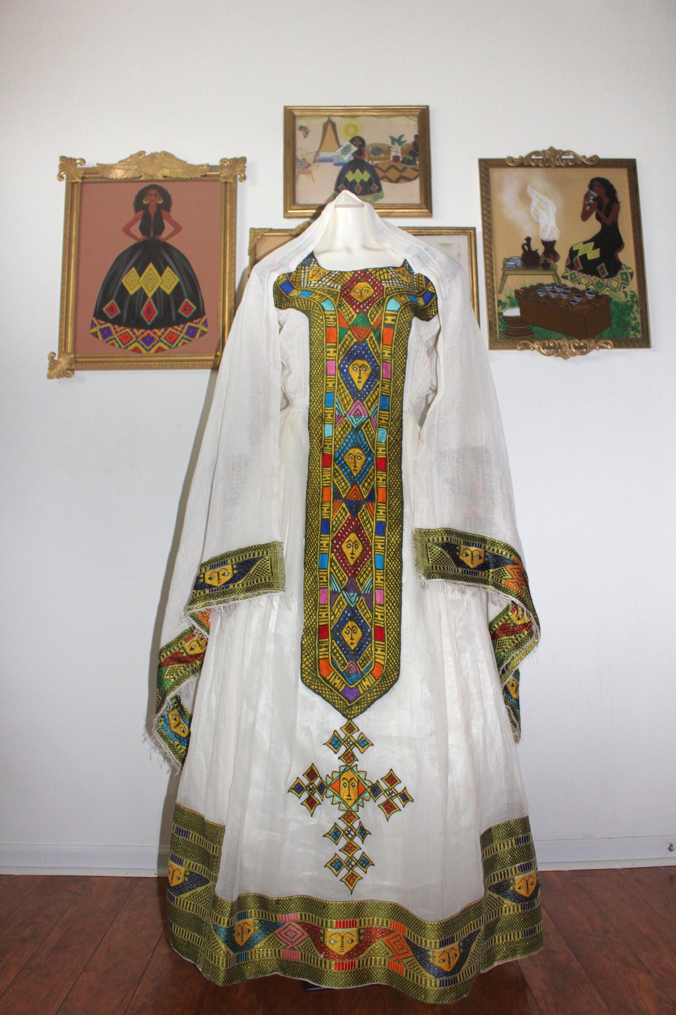 Multi-Colored Ethiopian Dress, Nigist Saba Zuria Habesha Kemis Multi-Colored Ethiopian Dress, Nigist Saba Zuria Habesha Kemis
