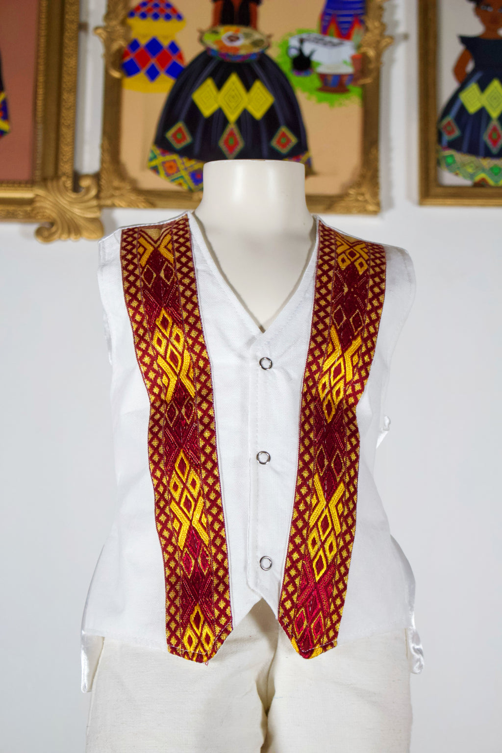 Burgundy kids Ethiopian Shirt, Habesha Libs,