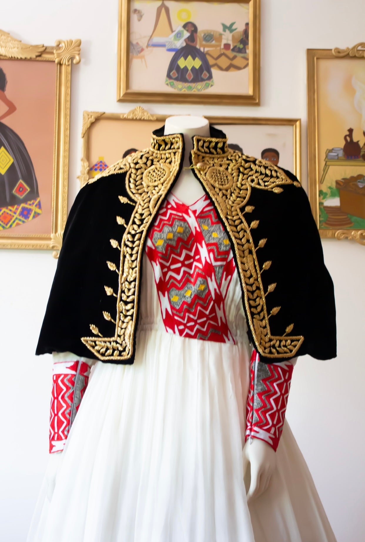 red ethiopian traditional dress Vibrant Red Tibeb Dress