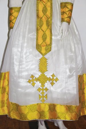 Yellow Ethiopian Dress, Bright Habesha Kemis