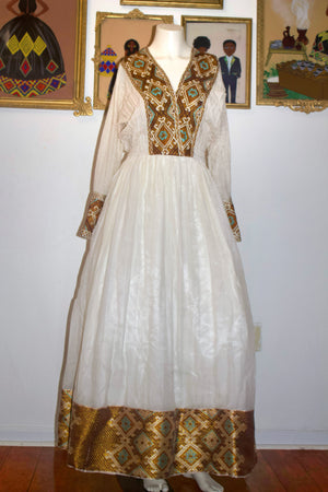 Brown Ethiopian Dress, Elegant Zuria Habesha Kemis, Ethiopian Wedding Dress, Eritrean Wedding Dress