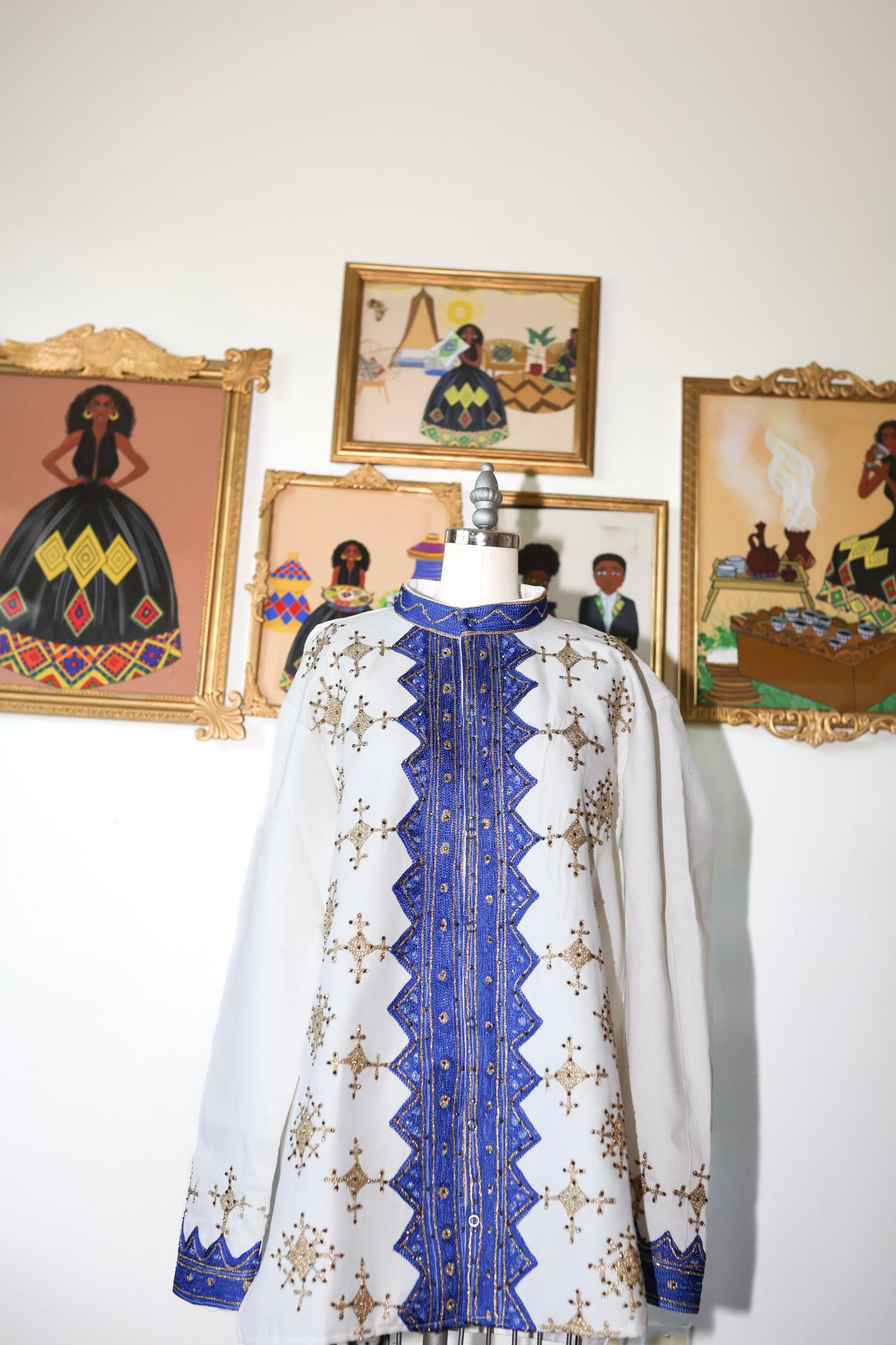 Blue Ethiopian Shirt, Habesha Libs