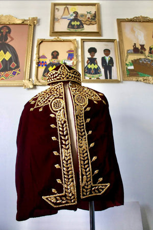 Short Burgundy and Gold Ethiopian (Adult) Wedding Kaba, Gift Idea for Ethiopian Women and Eritrean Women, Habesha Wedding Kaba