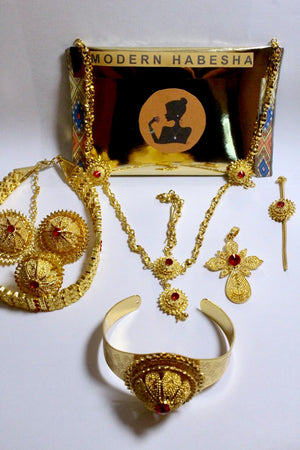 Red Habesha Jewelry Set