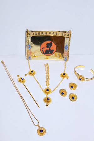 Blue Habesha Jewelry Set
