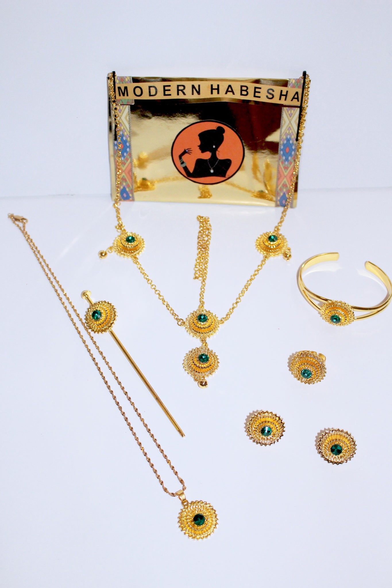 Green Habesha Jewelry Set
