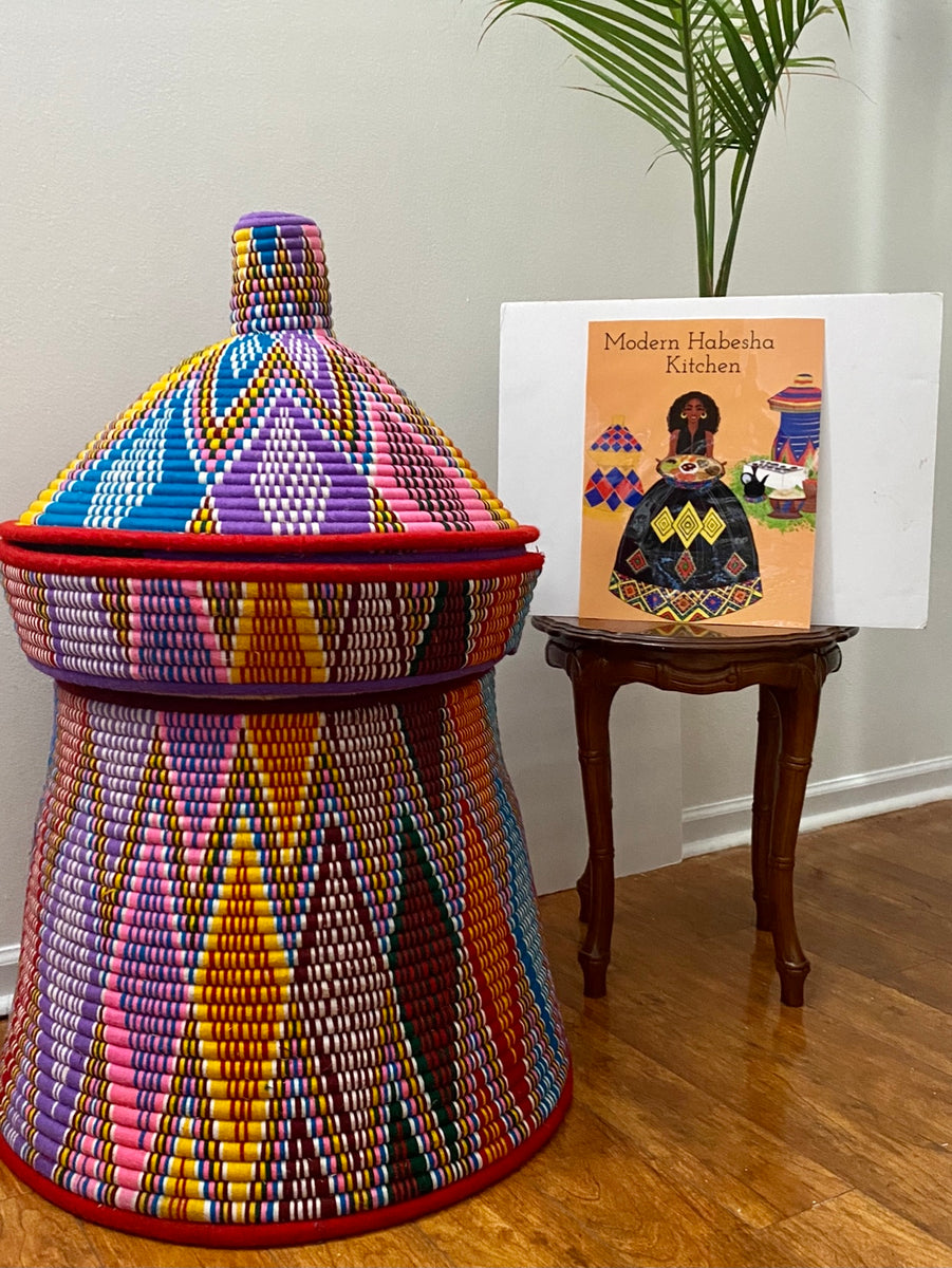 Ethiopian Large Mesob, Handcrafted Traditional Basket, Injera Plate Me