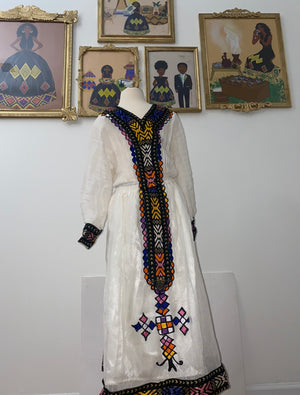 Beautiful Multicolor Ethiopian Dress for Kids, Traditional Habesha Kem Beautiful Multicolor Ethiopian Dress for Kids, Traditional Habesha Kem
