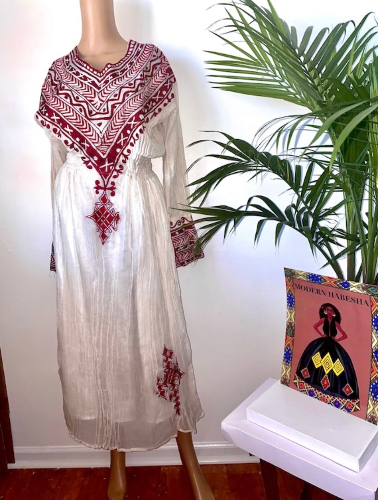 red ethiopian traditional dress Red Cross Habesha Kemis